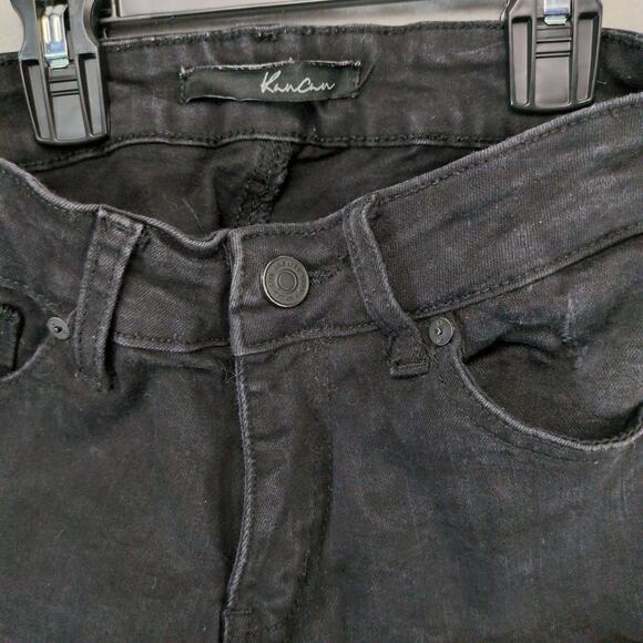 Kancan June Low Rise Ankle Skinny Black Jeans, Raw Hem, Distressed, Size 5/26 - Picture 2 of 6